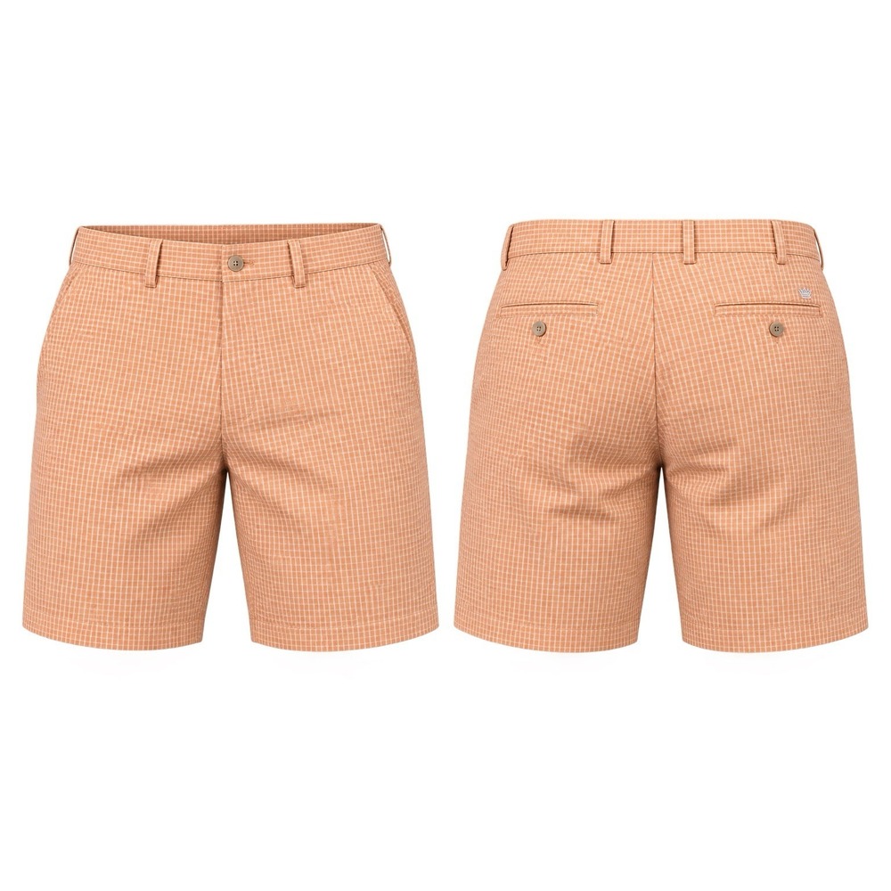 Peter Millar shorts mens 38 Wicking  orange check Stretch Golf  performance